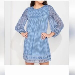 Women's Vineyard Vines Dress Size XL Color Printed Pintuck Swing Dress Deep Bay